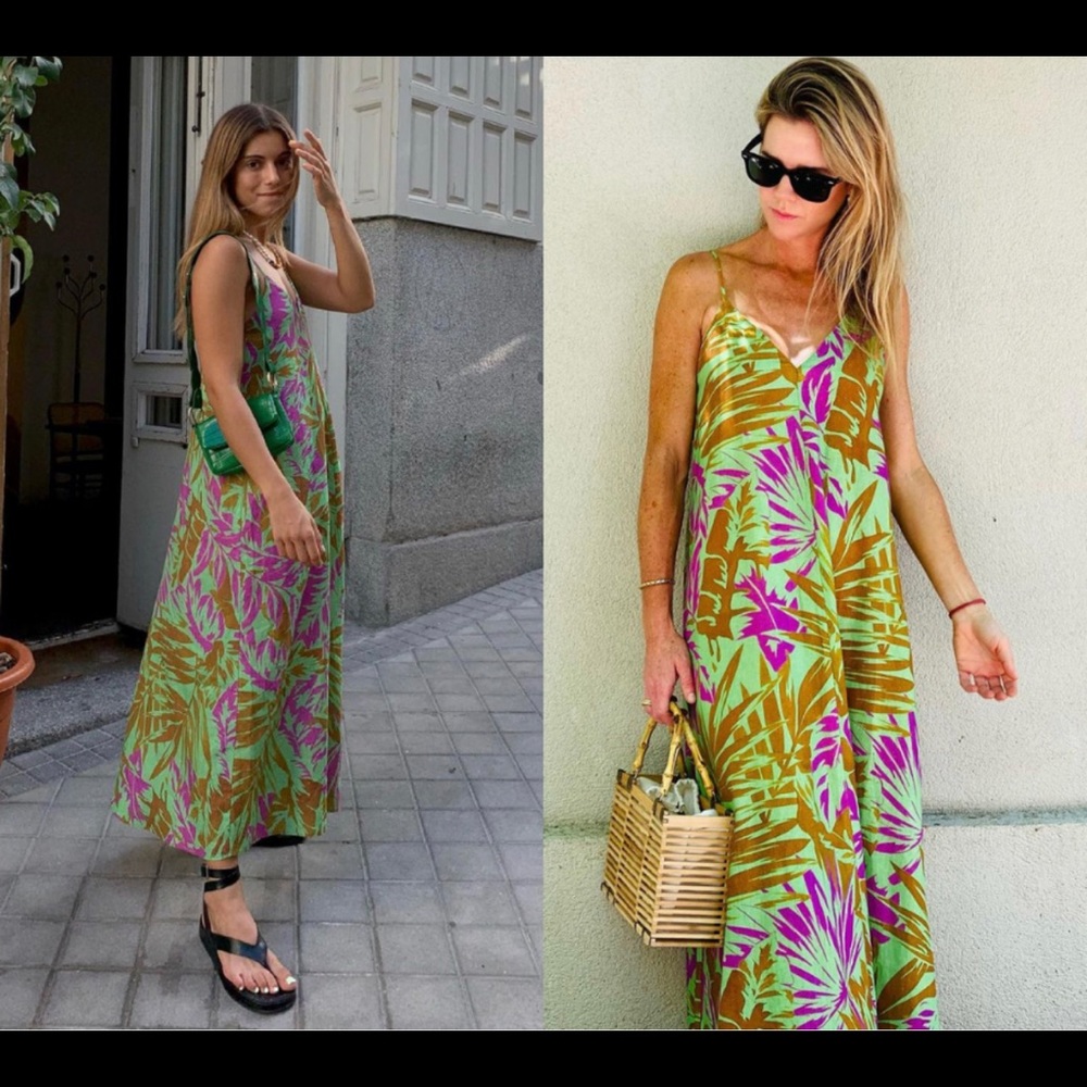 Zara Printed Linen Blend Dress